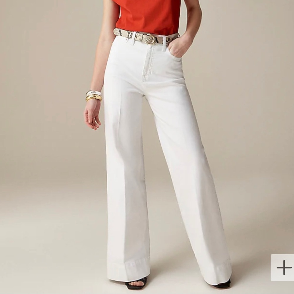 J. CREW Wide-leg denim trouser in white